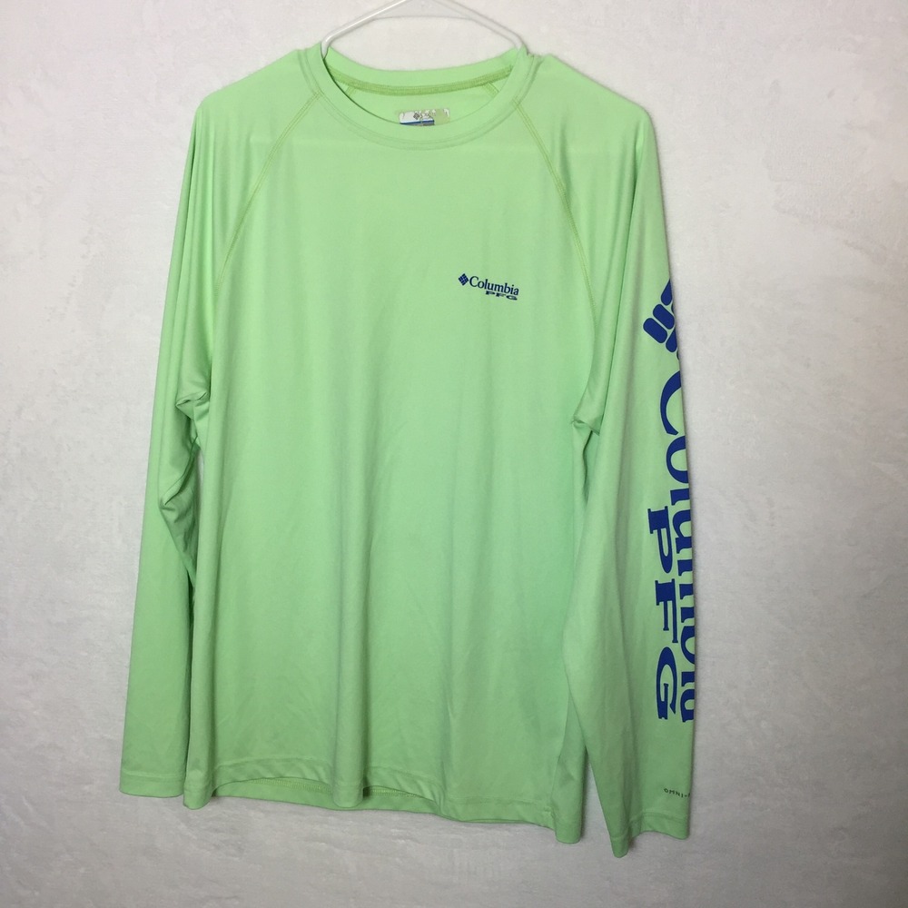 Columbia PFG Mens Long Sleeve‎ Shirt Fishing Tech Tee Green *Read